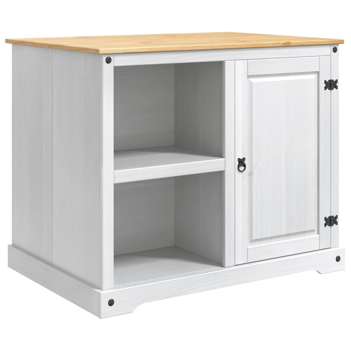 Kitchen Island Set 3 pcs White and Honey Wax Solid-Pine