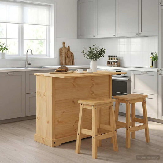 Kitchen Island Set 3 pcs CORONA Honey Wax 112 x 70 x 91.5 cm