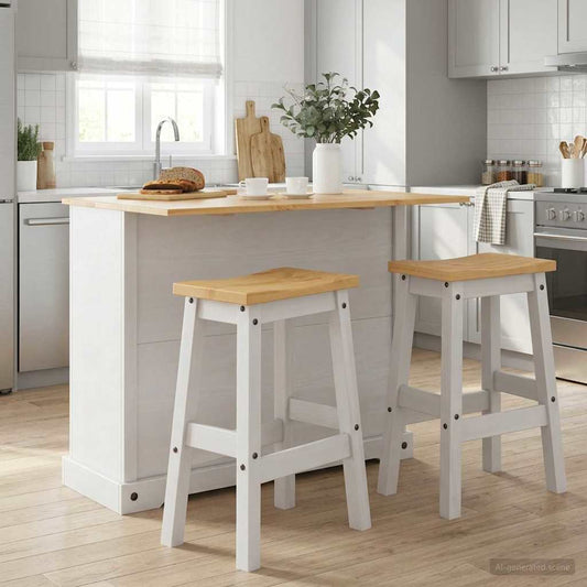 Kitchen Island Set 3 pcs CORONA White and Honey Wax
