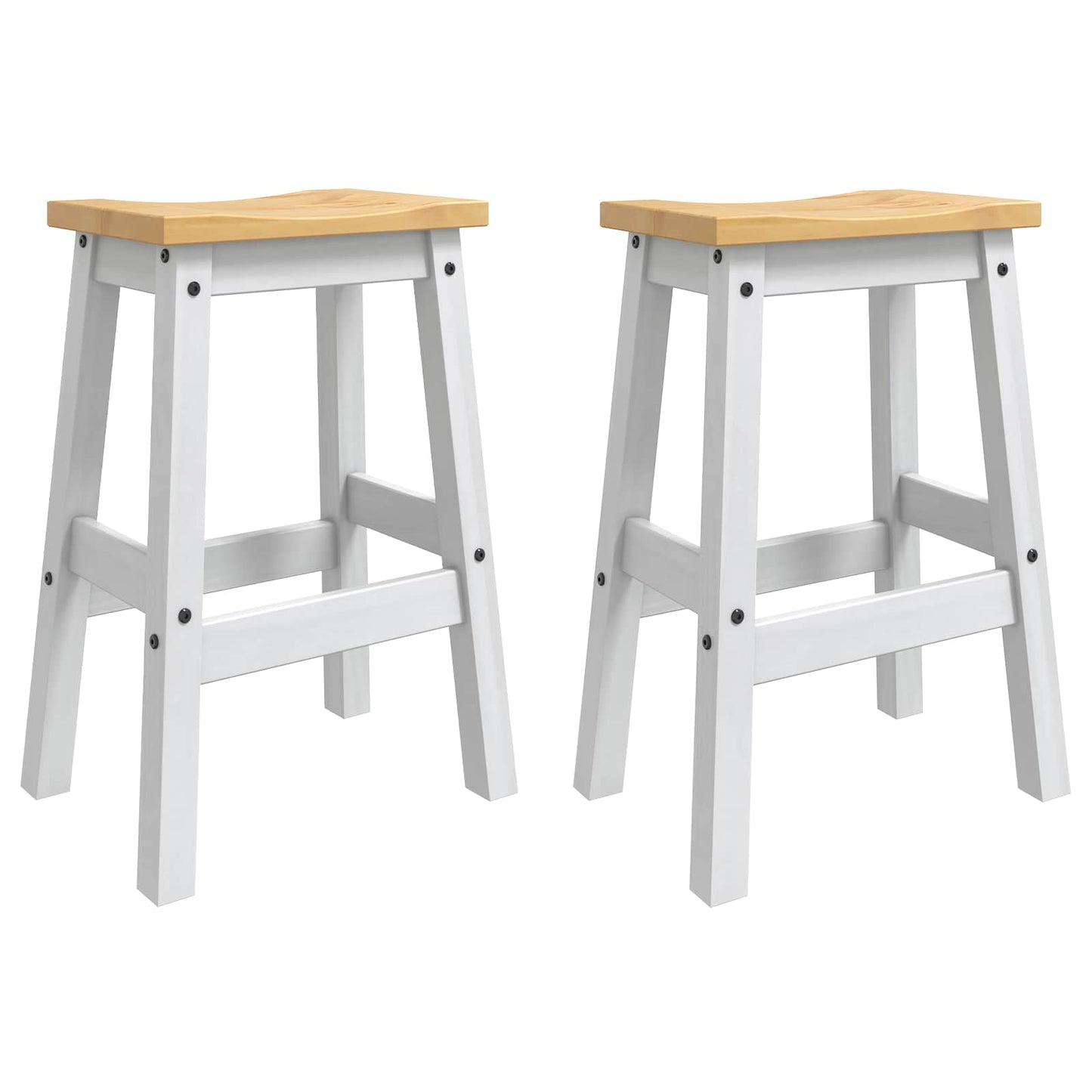 Kitchen Island Set Corona 3 pcs White and Honey Wax Solid-Pine