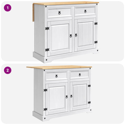 Kitchen Island Set Corona 3 pcs White and Honey Wax Solid-Pine