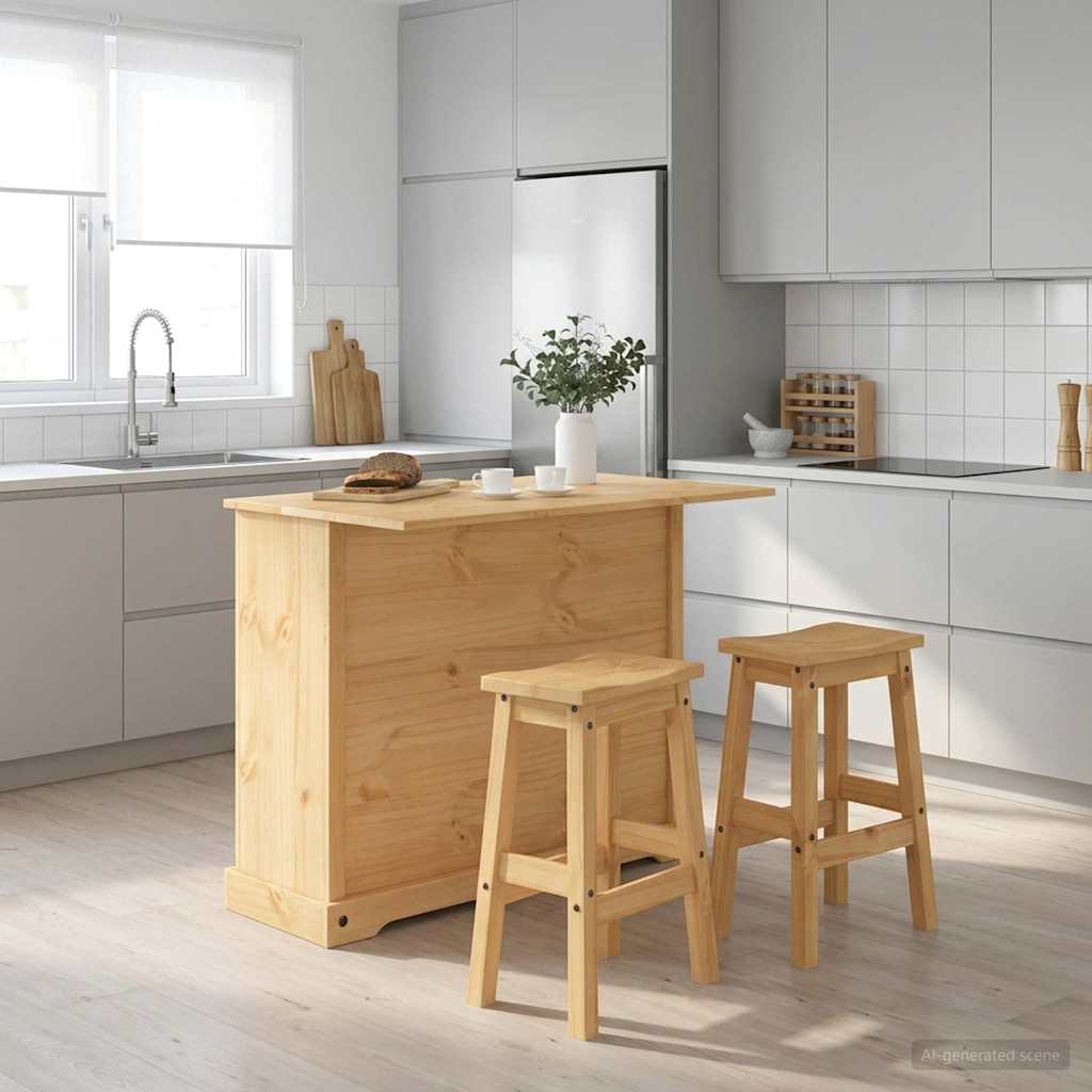 Kitchen Island Set with Drawer 3 pcs Honey Wax Solid-Pine