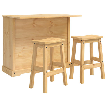 Kitchen Island Set with Drawer 3 pcs Honey Wax Solid-Pine