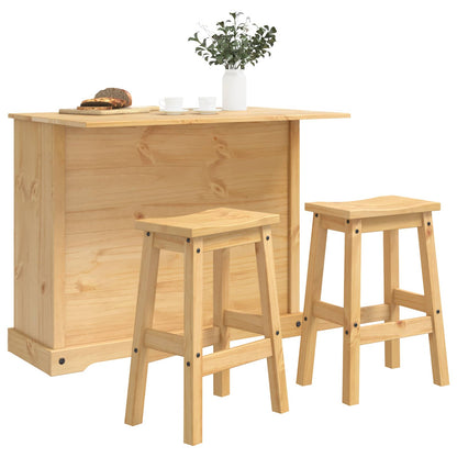 Kitchen Island Set with Drawer 3 pcs Honey Wax Solid-Pine