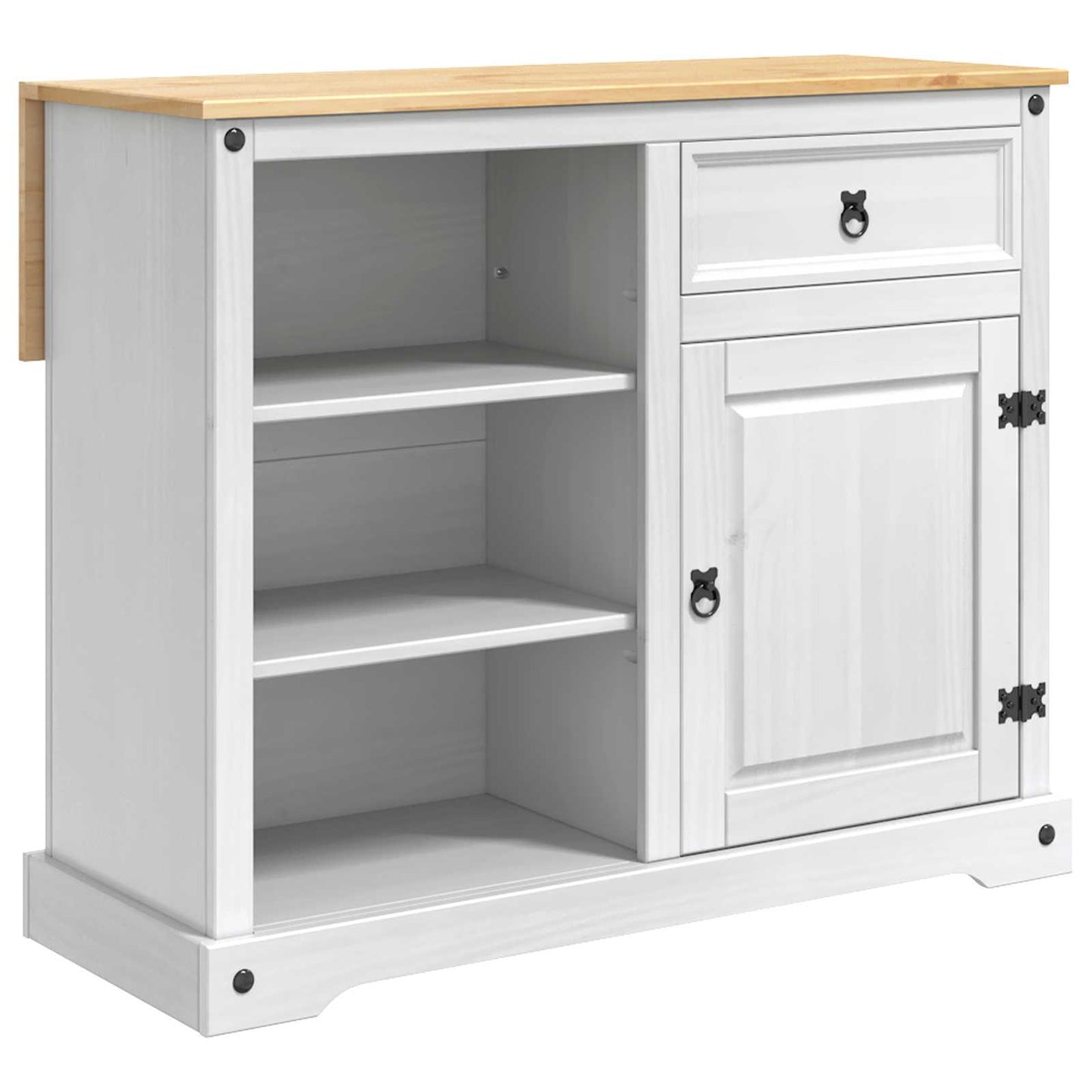 Kitchen Island Set 3 pcs White and Honey Wax Solid-Pine
