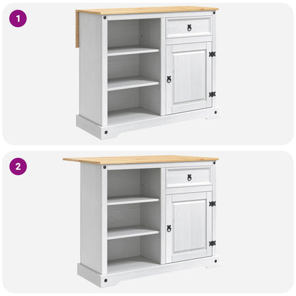 Kitchen Island Set 3 pcs White and Honey Wax Solid-Pine