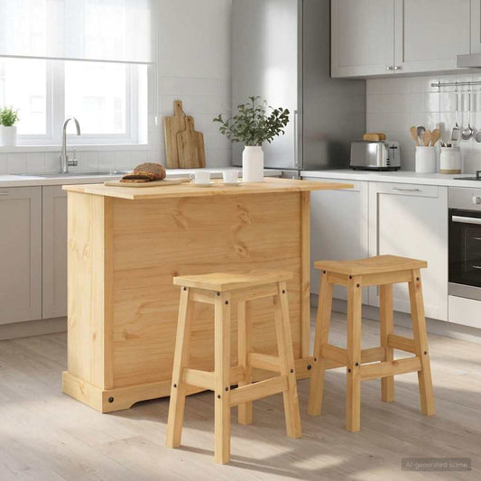 Kitchen Storage 3 pcs Honey Wax 112 x 70 x 91.5 cm Solid-Pine