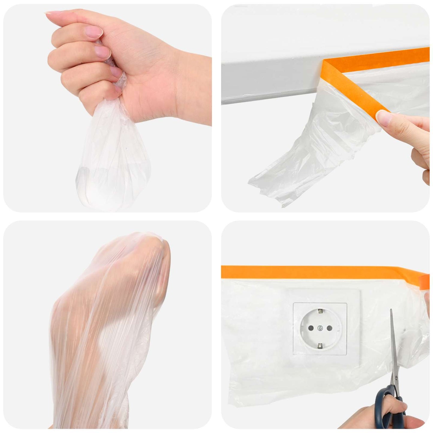 Dust Sheet with Adhesive Tape 12 pcs Transparent 270 x 1600 cm