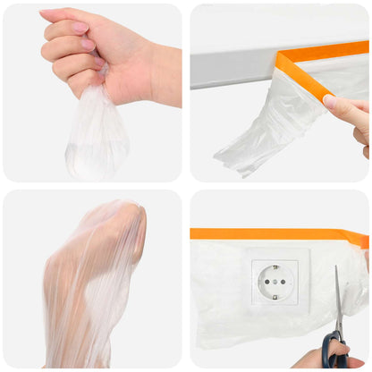 Dust Sheet with Adhesive Tape 12 pcs Transparent 270 x 1600 cm