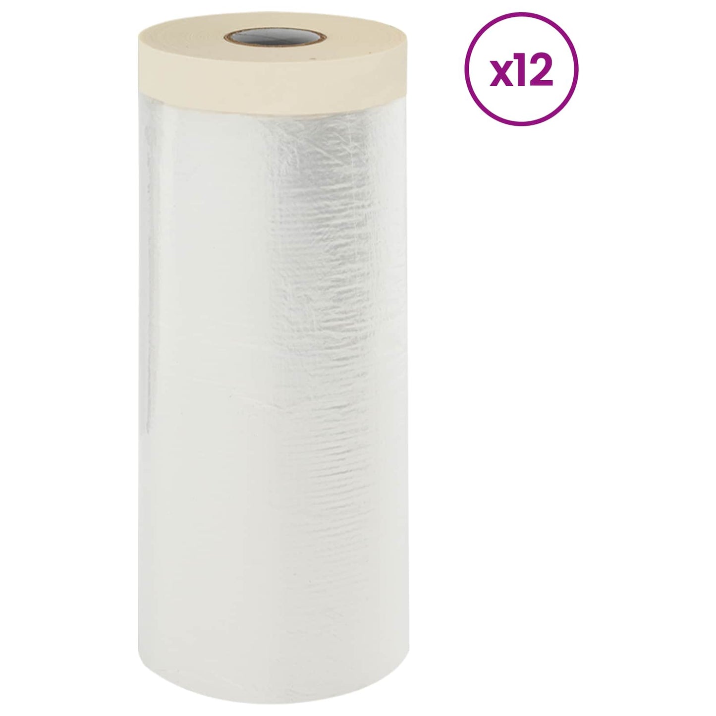 Dust Sheet with Adhesive Tape 12 pcs Transparent 140 x 3300 cm