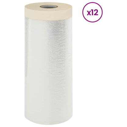 Dust Sheet with Adhesive Tape 12 pcs Transparent 140 x 3300 cm