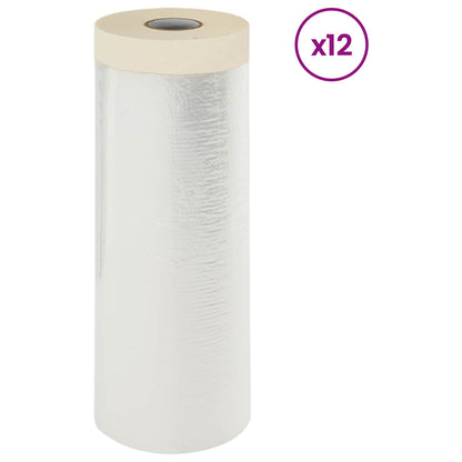 Dust Sheet with Adhesive Tape 12 pcs Transparent 270 x 1600 cm