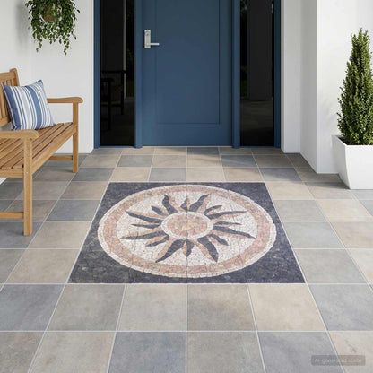 Mosaic Tiles Sun Pattern Multicolour 120 x 120 cm Marble
