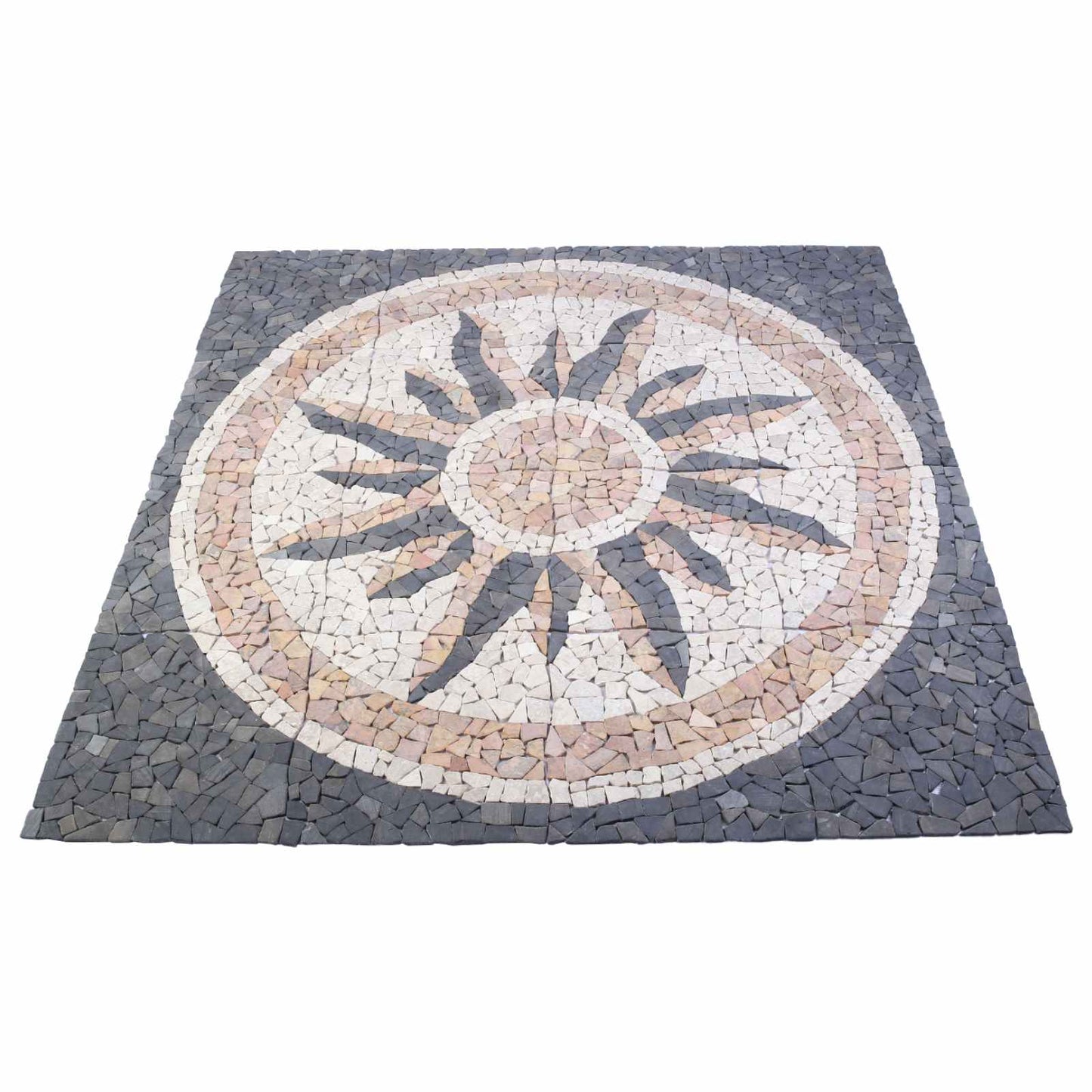 Mosaic Tiles Sun Pattern Multicolour 120 x 120 cm Marble