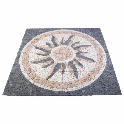 Mosaic Tiles Sun Pattern Multicolour 120 x 120 cm Marble