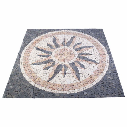 Mosaic Tiles Sun Pattern Multicolour 120 x 120 cm Marble