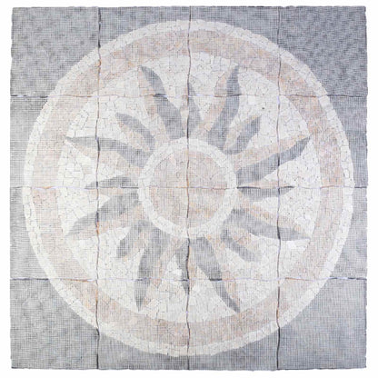 Mosaic Tiles Sun Pattern Multicolour 120 x 120 cm Marble
