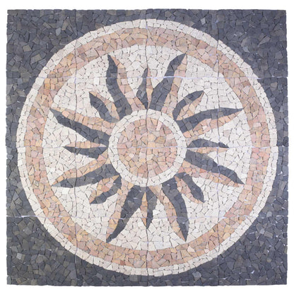 Mosaic Tiles Sun Pattern Multicolour 120 x 120 cm Marble