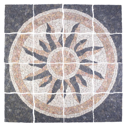 Mosaic Tiles Sun Pattern Multicolour 120 x 120 cm Marble