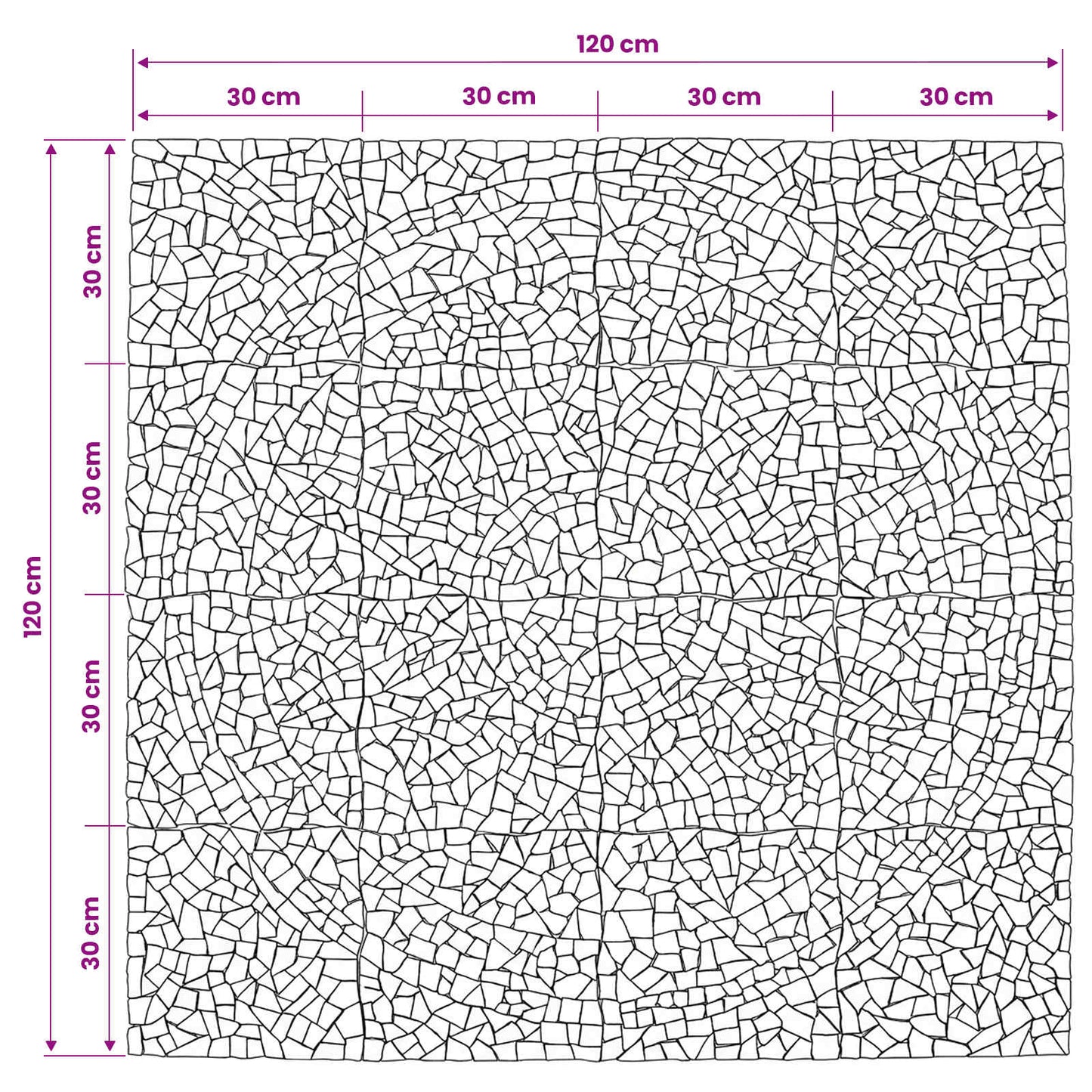 Mosaic Tiles Sun Pattern Multicolour 120 x 120 cm Marble