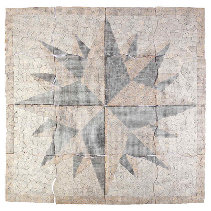 Mosaic Tiles Wind Pattern Multicolour 120 x 120 cm Marble