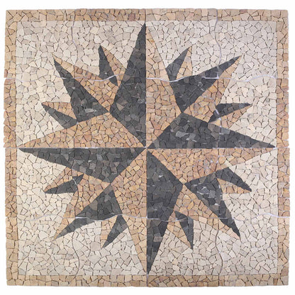 Mosaic Tiles Wind Pattern Multicolour 120 x 120 cm Marble
