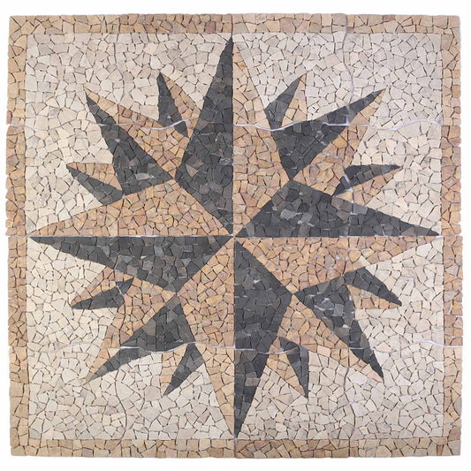 Mosaic Tiles Wind Pattern Multicolour 120 x 120 cm Marble