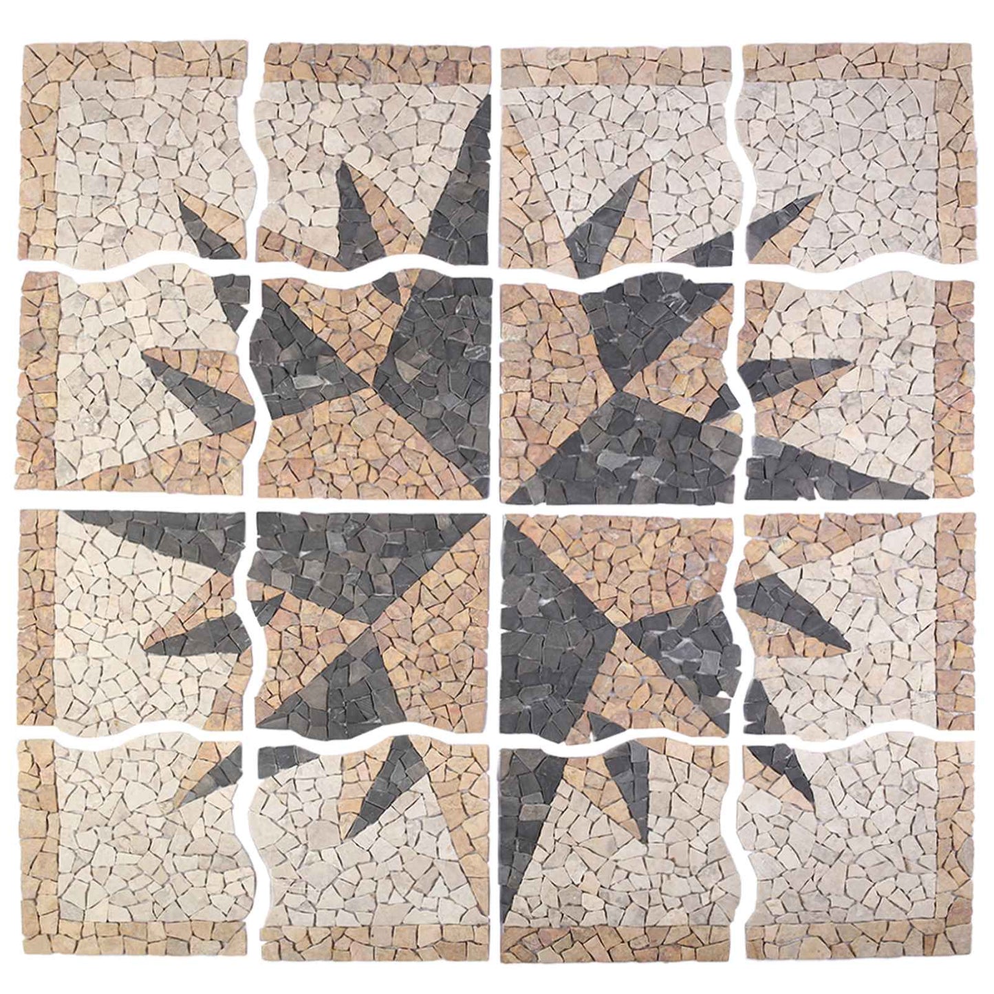 Mosaic Tiles Wind Pattern Multicolour 120 x 120 cm Marble