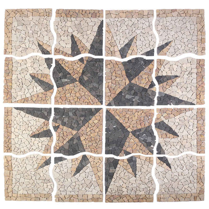 Mosaic Tiles Wind Pattern Multicolour 120 x 120 cm Marble