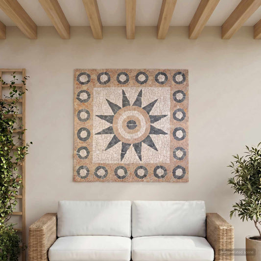 Mosaic Tiles Flower Pattern Multicolour 120 x 120 cm Marble