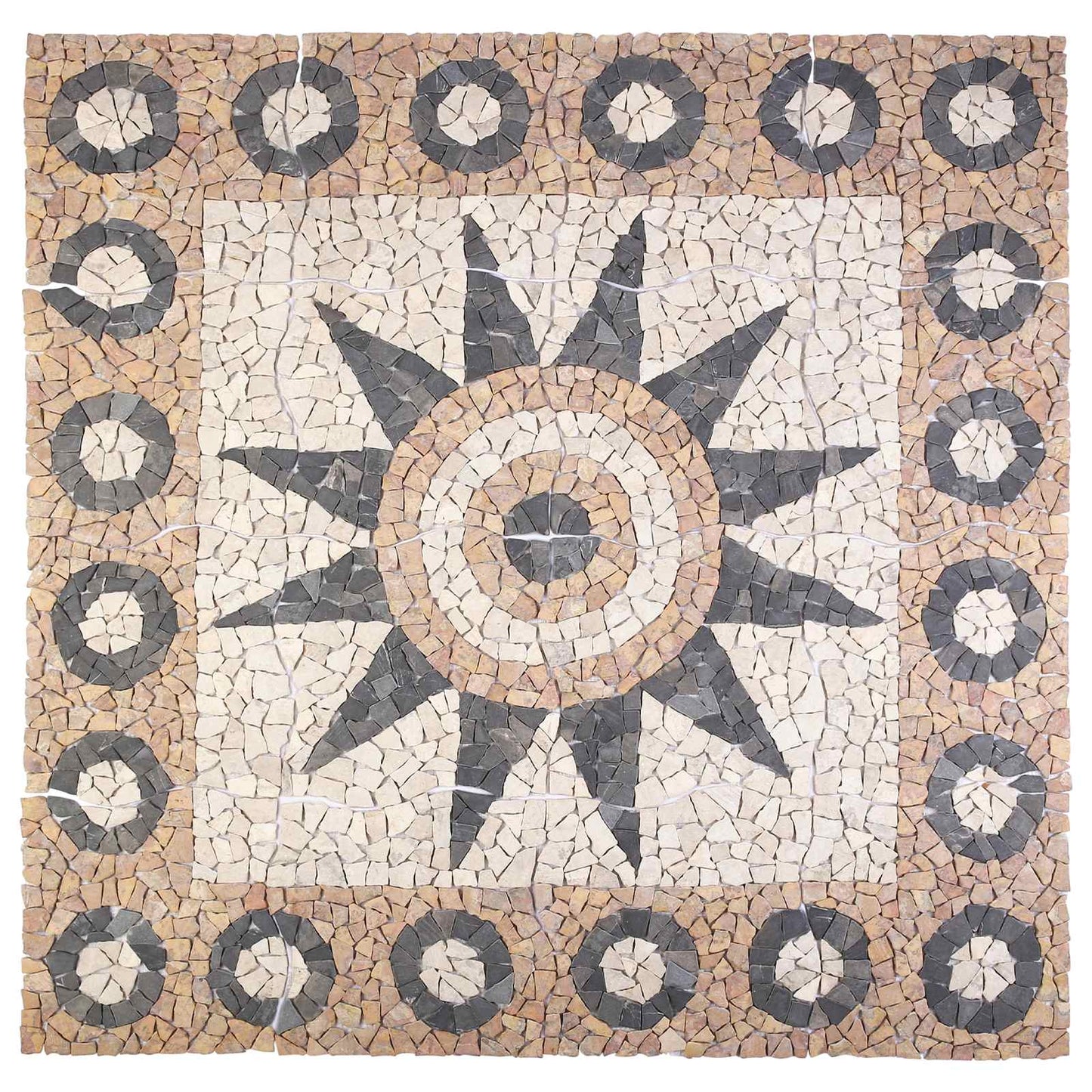 Mosaic Tiles Flower Pattern Multicolour 120 x 120 cm Marble