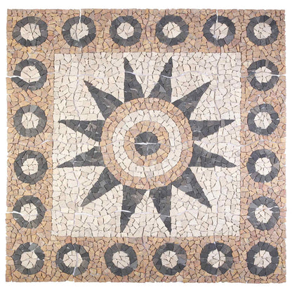 Mosaic Tiles Flower Pattern Multicolour 120 x 120 cm Marble