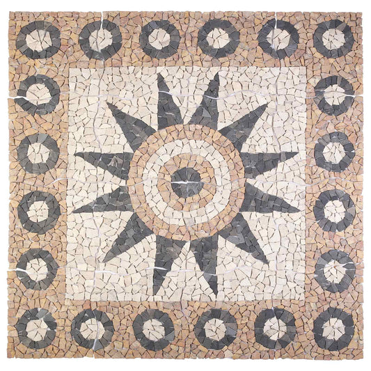 Mosaic Tiles Flower Pattern Multicolour 120 x 120 cm Marble