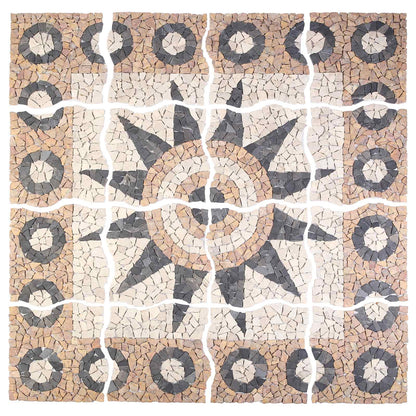 Mosaic Tiles Flower Pattern Multicolour 120 x 120 cm Marble