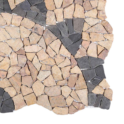 Mosaic Tiles Sunflower Pattern Multicolour 120 x 120 cm Marble