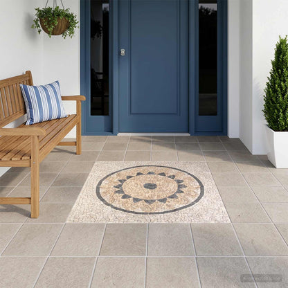 Mosaic Tiles Sunflower Pattern Multicolour 120 x 120 cm Marble