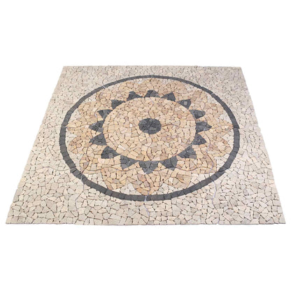 Mosaic Tiles Sunflower Pattern Multicolour 120 x 120 cm Marble