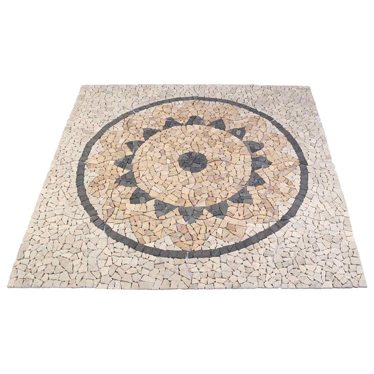 Mosaic Tiles Sunflower Pattern Multicolour 120 x 120 cm Marble
