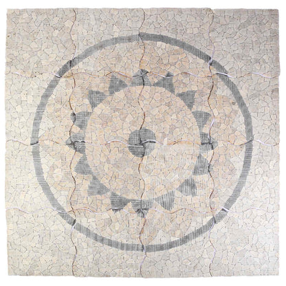 Mosaic Tiles Sunflower Pattern Multicolour 120 x 120 cm Marble