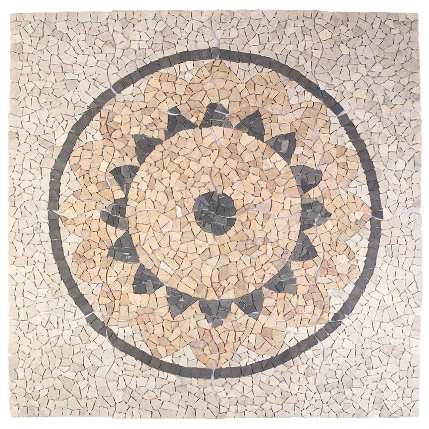 Mosaic Tiles Sunflower Pattern Multicolour 120 x 120 cm Marble