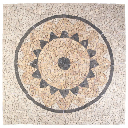 Mosaic Tiles Sunflower Pattern Multicolour 120 x 120 cm Marble