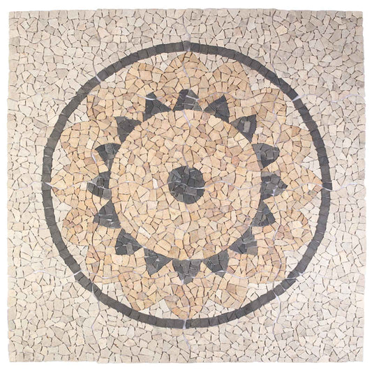 Mosaic Tiles Sunflower Pattern Multicolour 120 x 120 cm Marble