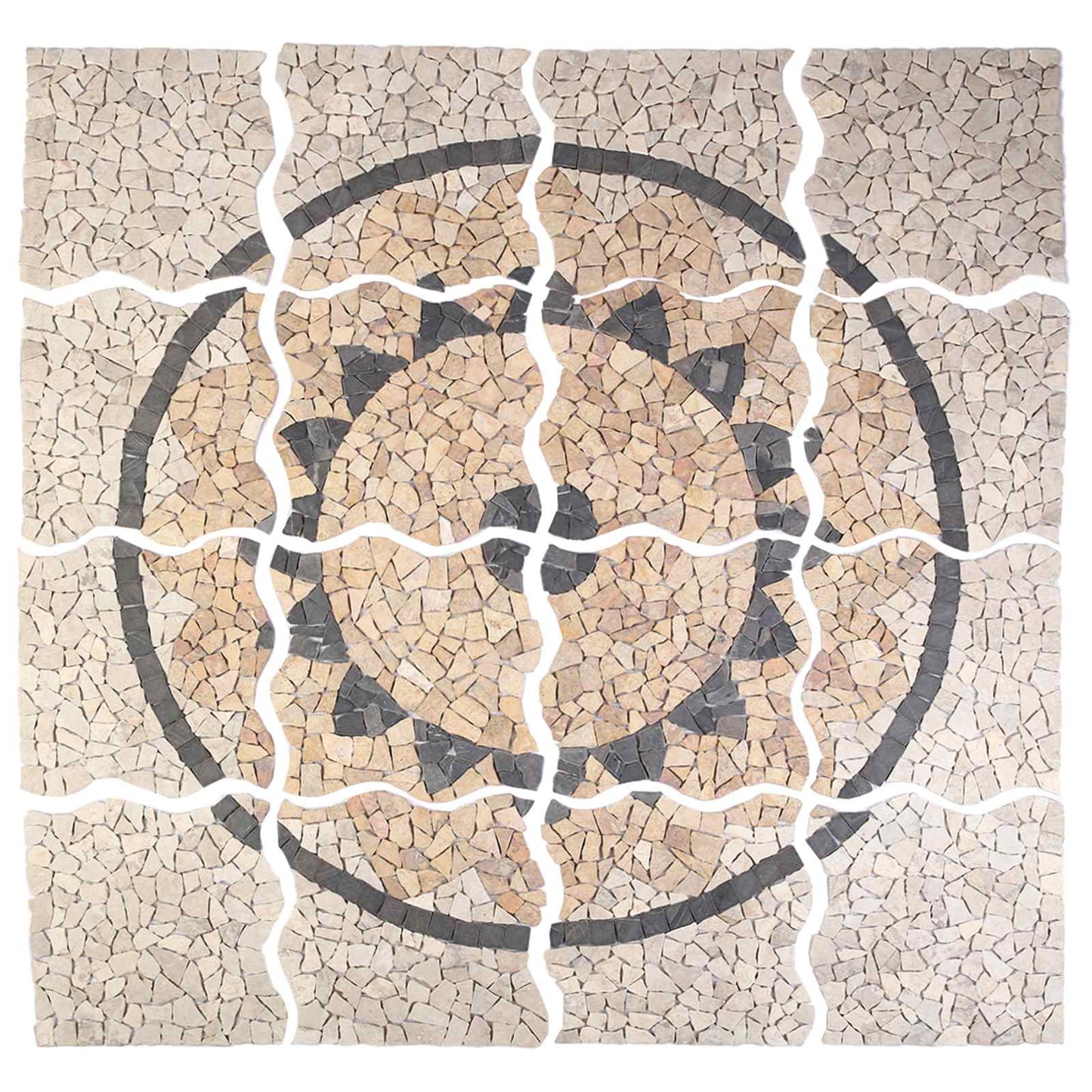 Mosaic Tiles Sunflower Pattern Multicolour 120 x 120 cm Marble