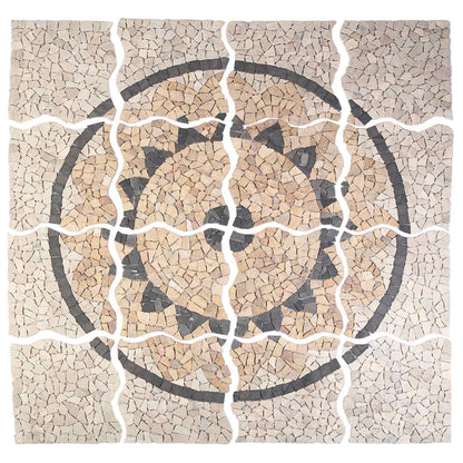 Mosaic Tiles Sunflower Pattern Multicolour 120 x 120 cm Marble