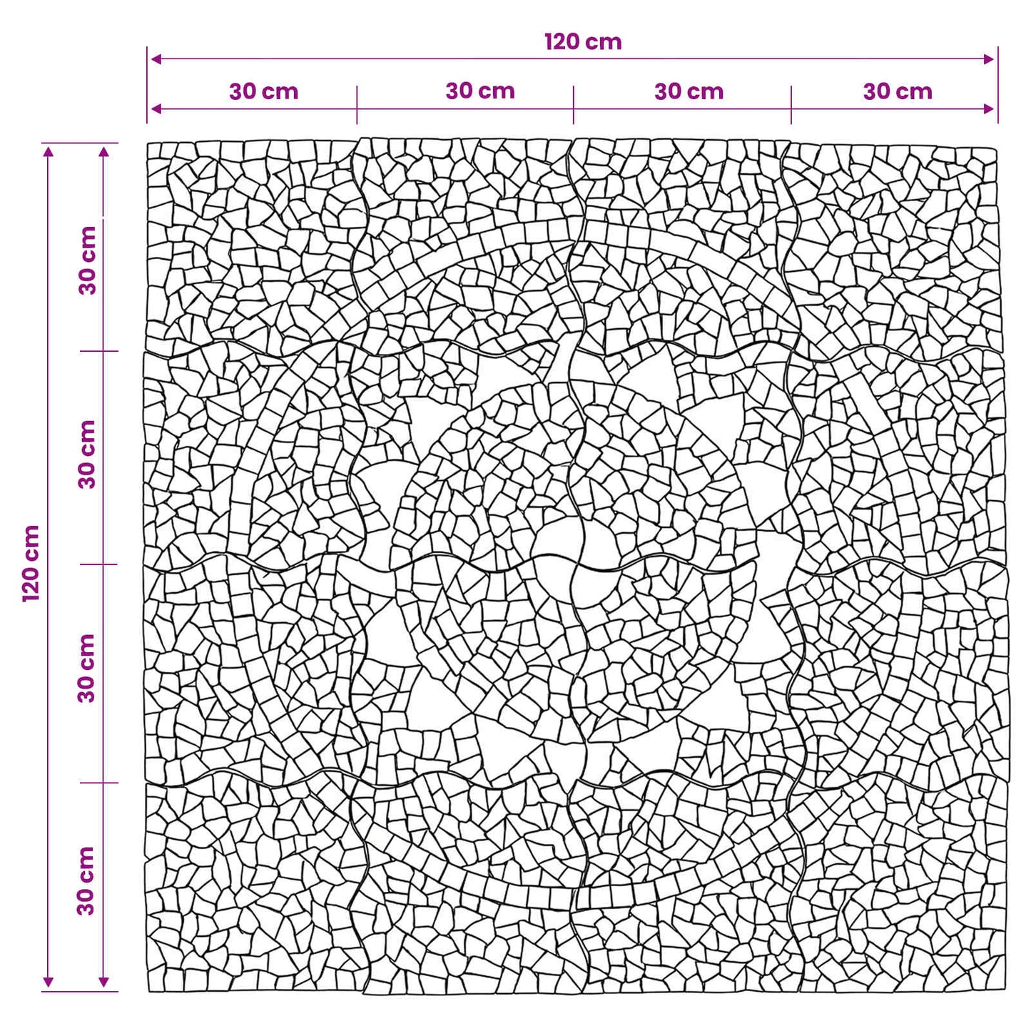 Mosaic Tiles Sunflower Pattern Multicolour 120 x 120 cm Marble