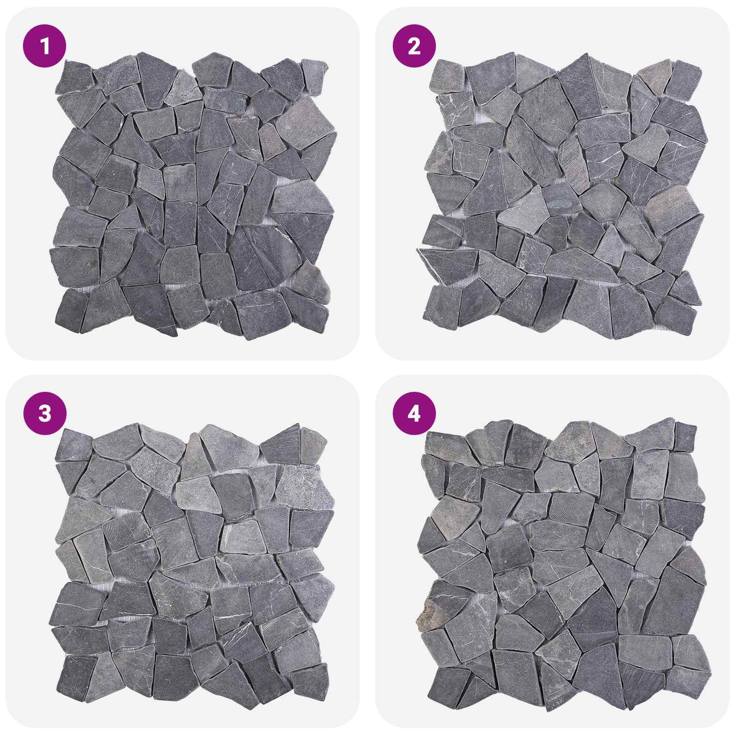 Mosaic Tiles Dark Grey 30 x 30 cm Marble