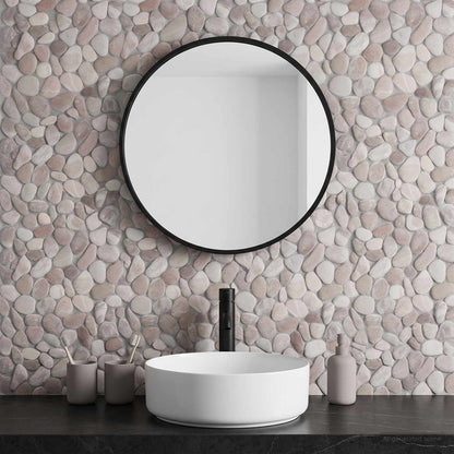 Pebble Tiles Beige and Pale Pink 30 x 30 cm River Pebble