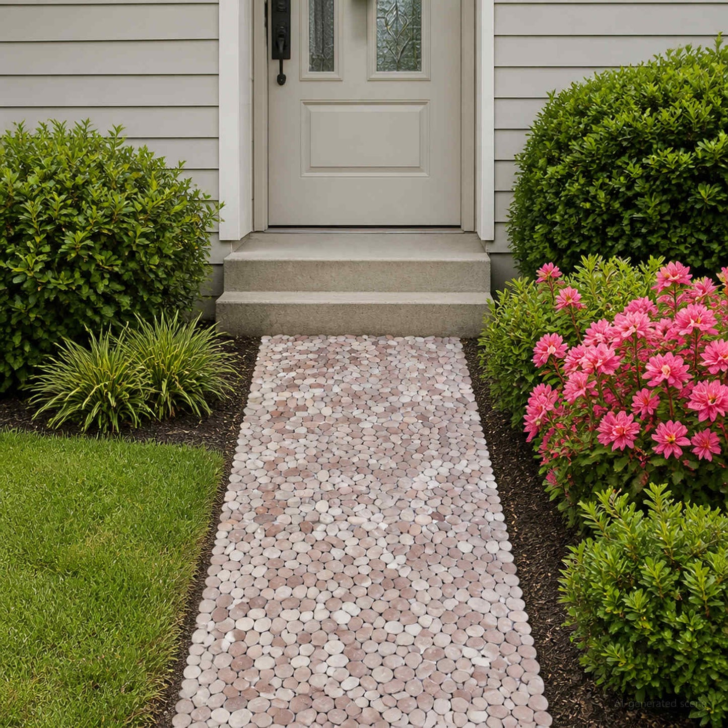 Pebble Tiles Beige and Pale Pink 30 x 30 cm River Pebble