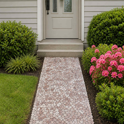 Pebble Tiles Beige and Pale Pink 30 x 30 cm River Pebble
