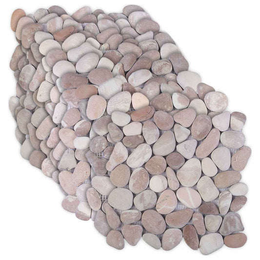 Pebble Tiles Beige and Pale Pink 30 x 30 cm River Pebble